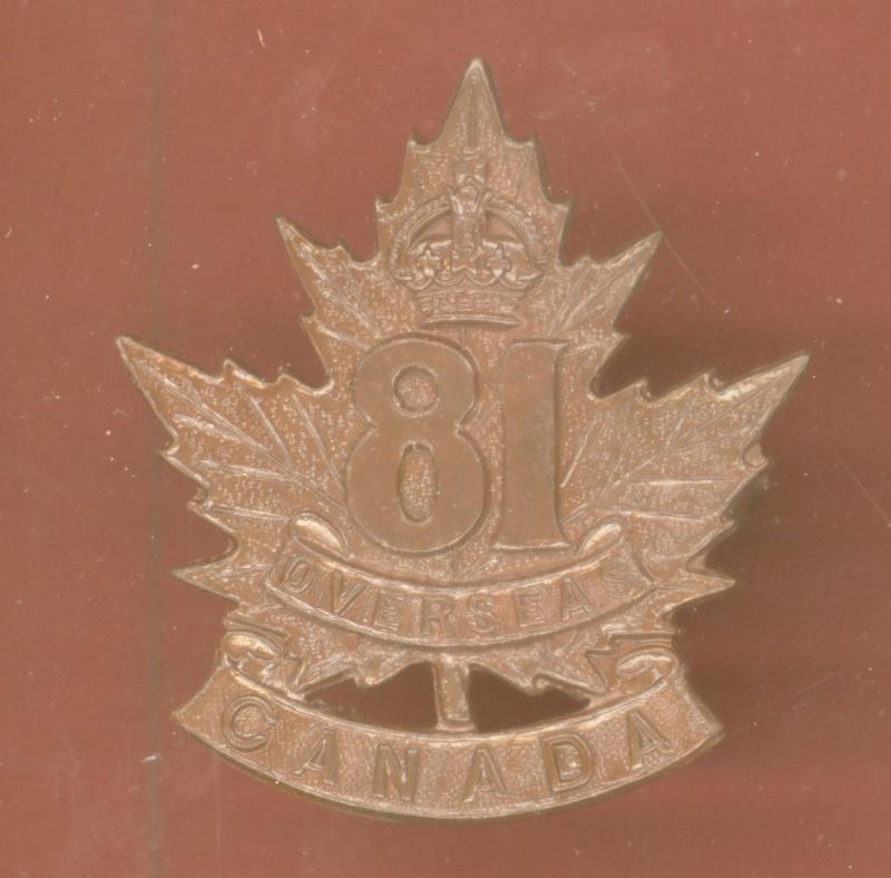 Canadian 81st Toronto Bn. WW1 CEF cap badge