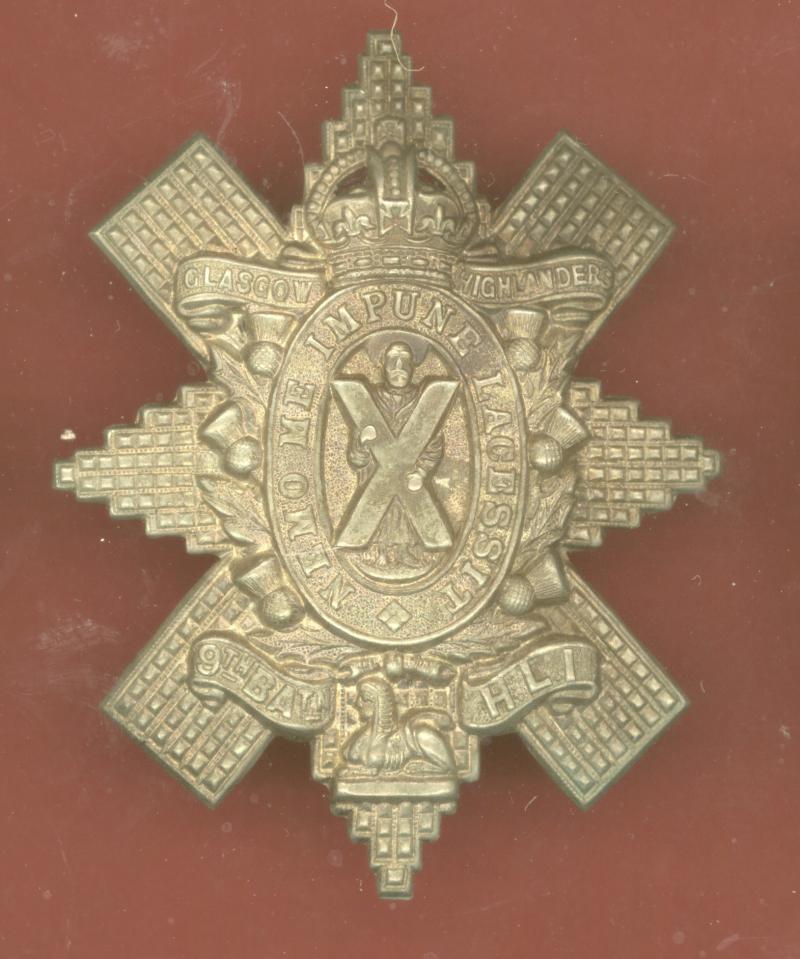 Scottish WW1 Glasgow Highlanders 9th Bn.HLI OR's glengarry badge