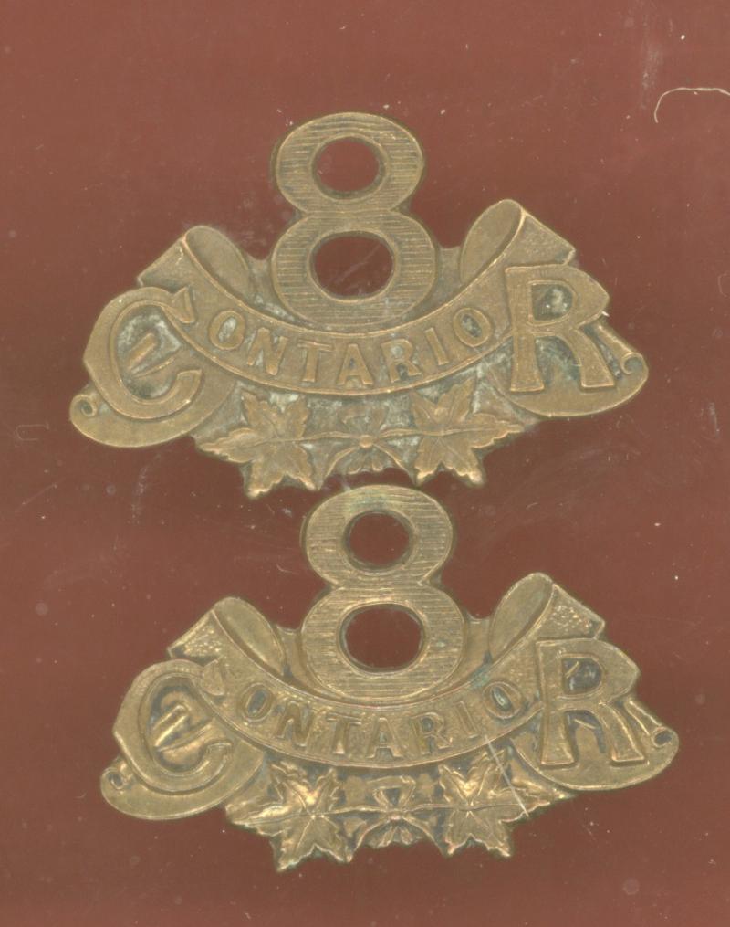 Canadian 8th Central Ontario Reserve Regt. WW1 CEF Collar Badges
