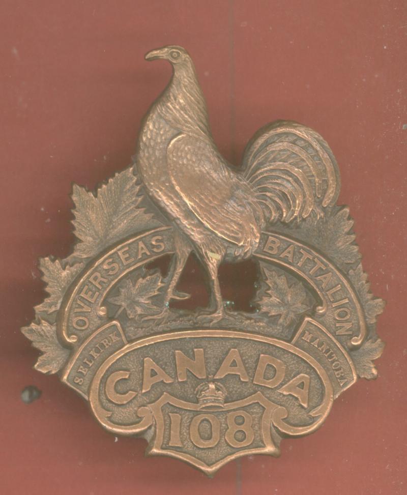 Canadian 108th Selkirk, Manitoba Bn. WW1 CEF cap badge