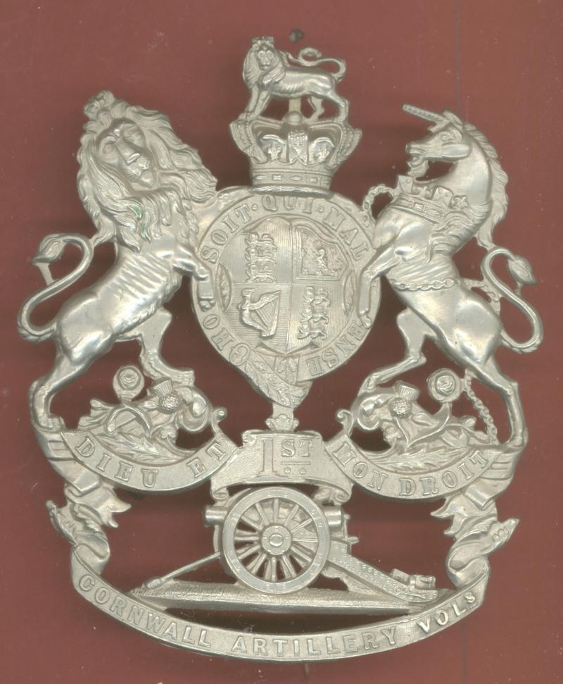 1st Cornwall Artillery Volunteers Victorian helmet plate