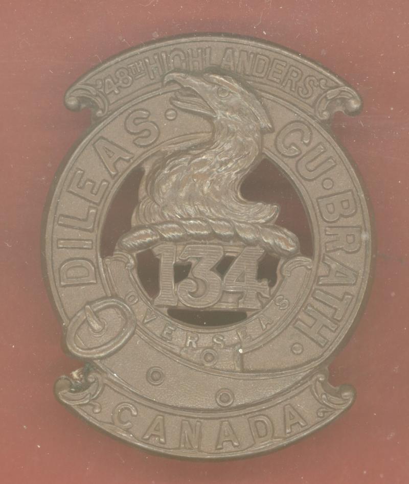Canadian 134th (48th Toronto Highlanders ) Bn. WW1 CEF glengarry badge