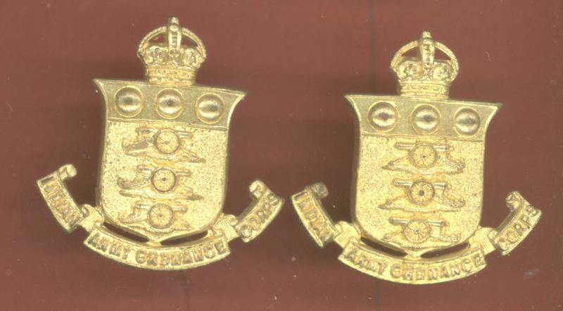 Indian Army : Indian Army Ordnance Corps collar badges