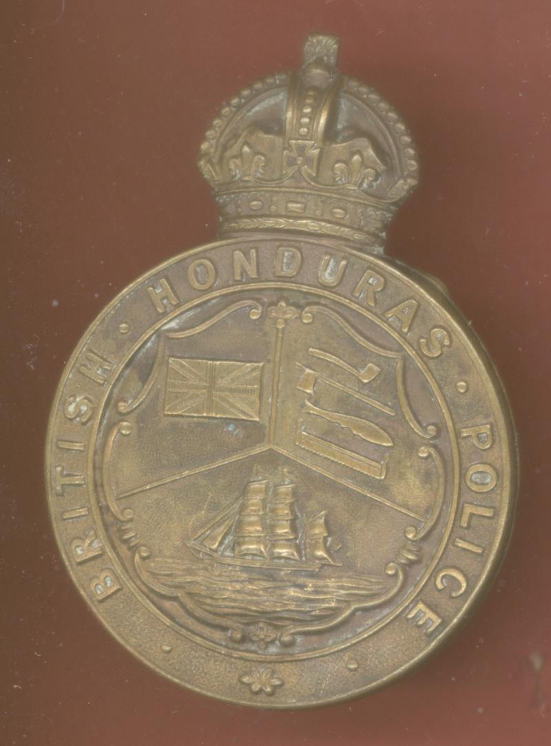 British Colonial British Honduras Police helmet plate
