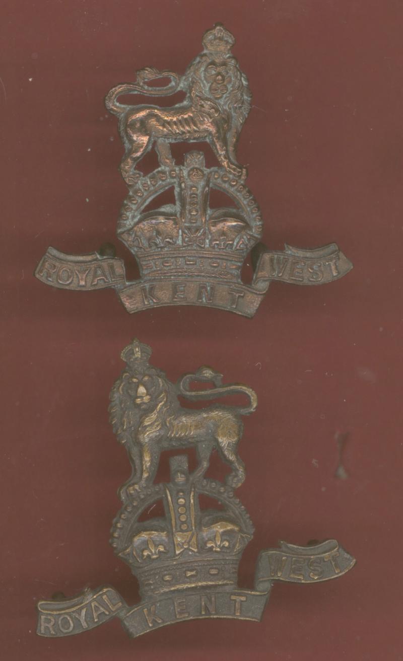 Royal West Kent Regt. WW1 Officer's OSD collar badges