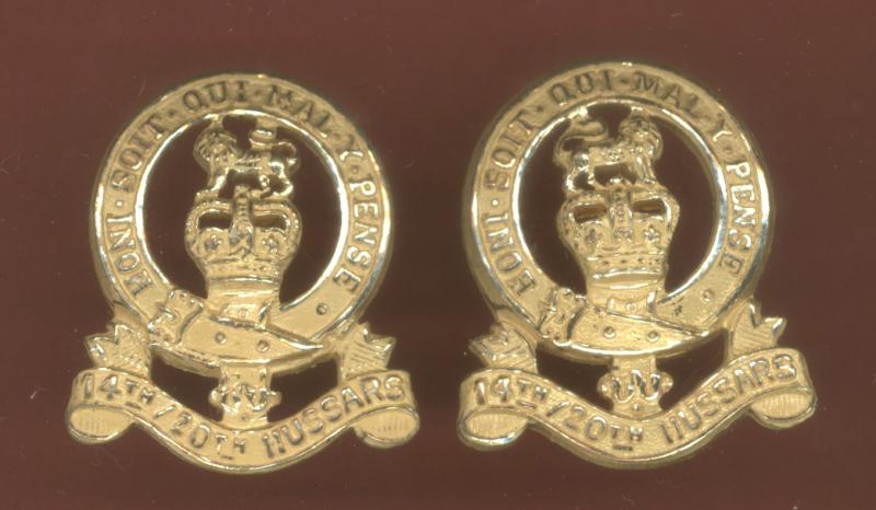 14th/20th King's Hussars Oficer's dress collar badges