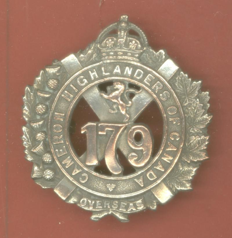 Canadian 179th Cameron Highlanders of Canada Bn. WW1 CEF Officer's OSD glengarry badge