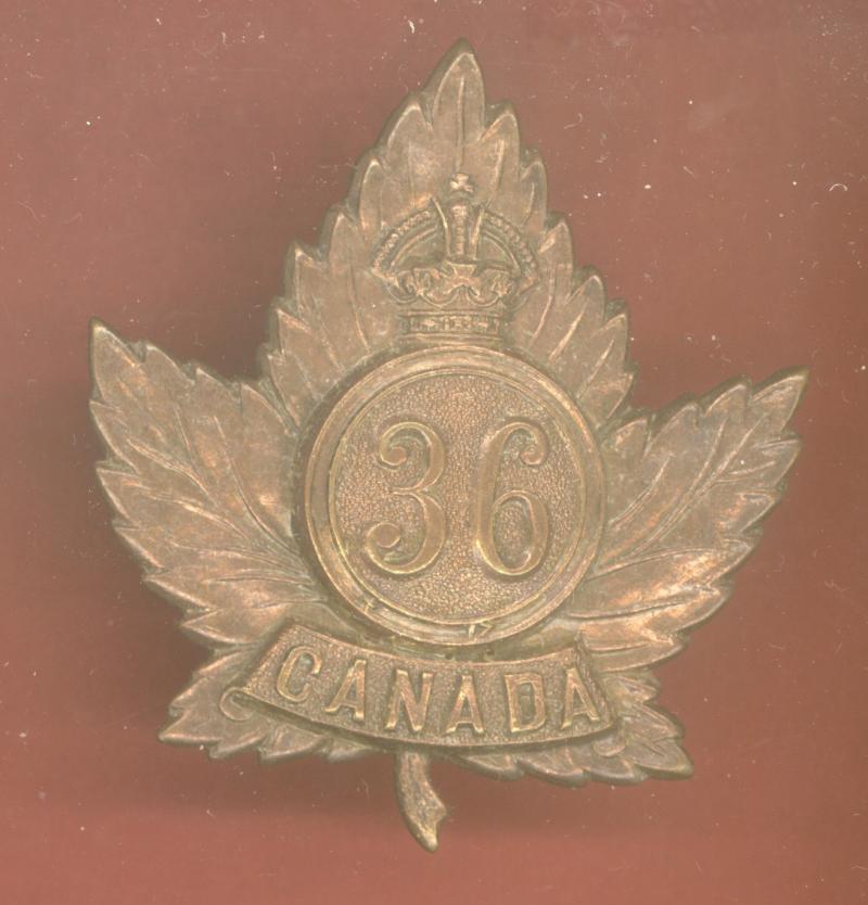 Canadian 36th Hamilton Oversea's Bn. CEF WW1 cap badge
