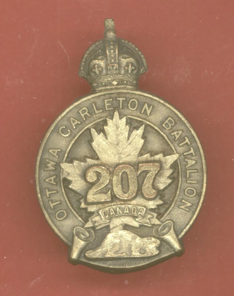 Canadian 207th Ottawa Bn. WW1 CEF cap badge