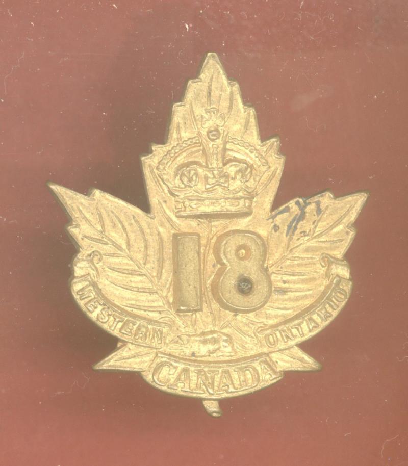 Canadian 18th London Ontario Bn. WW1 CEF cap badge