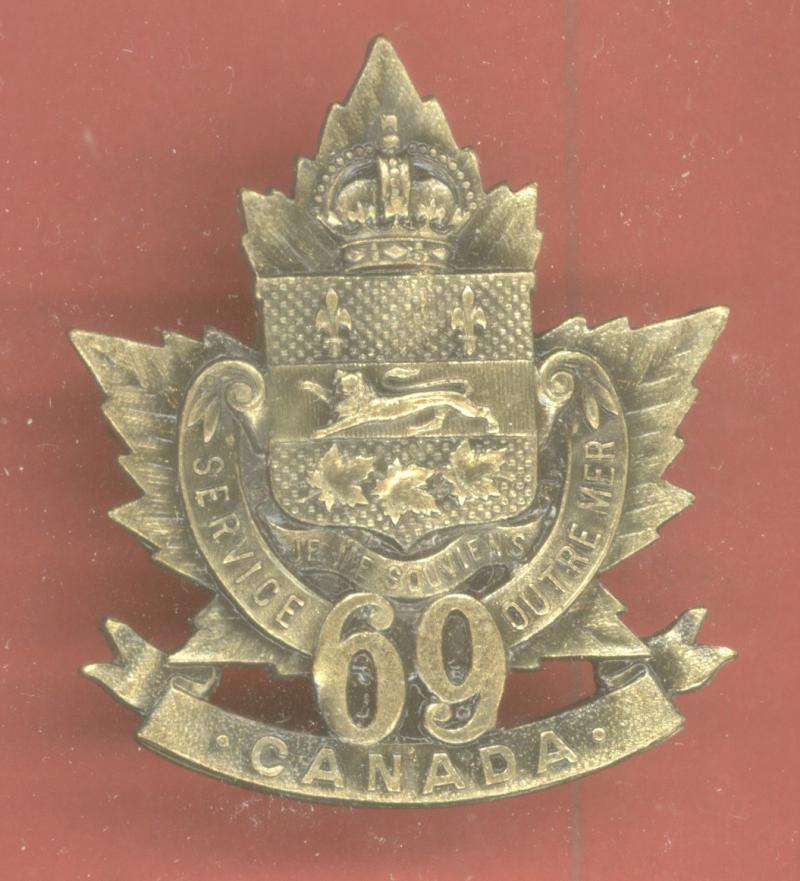 Canadian 69th St. John, Quebec Bn. WW1 CEF cap badge