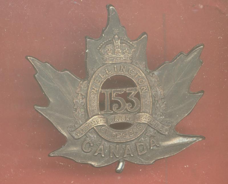 Canadian 153rd Wellington County Bn. WW1 CEF cap badge