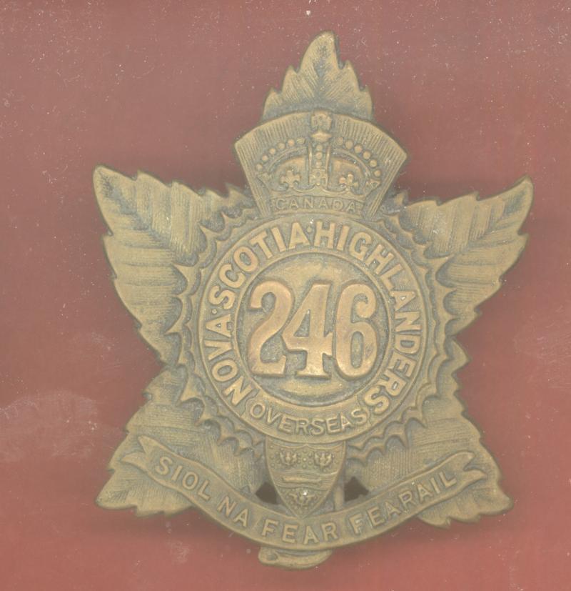 Canadian 246th Nova Scotia Highlanders Bn. WW1 CEF glengarry badge