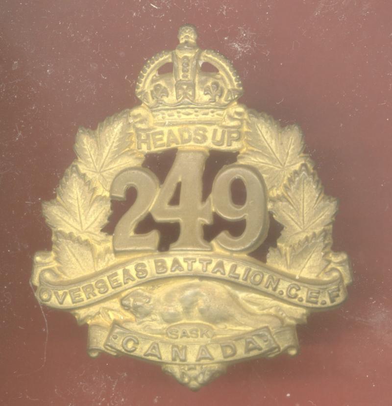 Canadian 249th Regina, Saskatchewan Battalion. WW1 CEF cap badge