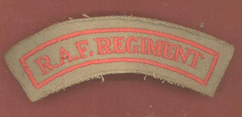 R.A.F. REGIMENT Tropical cloth shoulder title