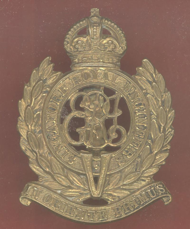 Singapore Royal Engineers Volunteers Edwardian OR's cap badge