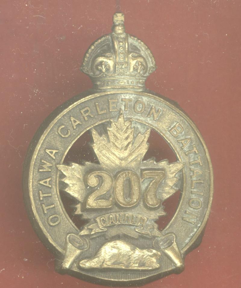 Canadian 207th Ottawa Bn. WW1 CEF cap badge