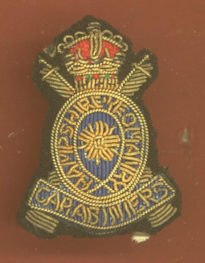 Hampshire Yeomanry Carabiniers Officer's bullion beret badge