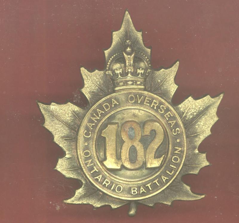 Canadian 182nd Ontario County Bn. WW1 CEF cap badge