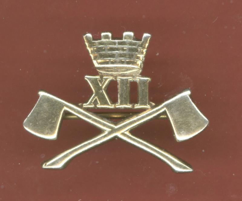Indian Army. 12th Pioneers Officer's HM silver  badge