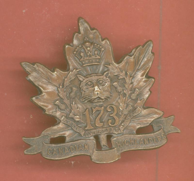 Canadian 173rd Canadian Highlanders Bn. WW1 CEF OR's cap badge