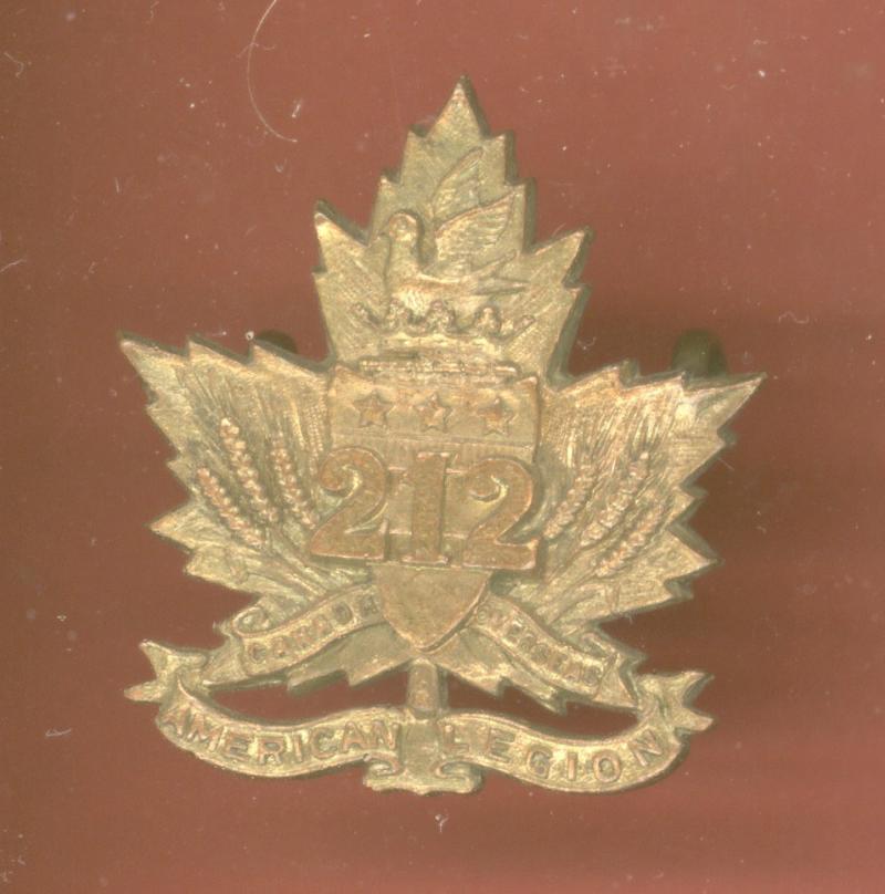 Canadian 212th Toronto Americans Bn. Collar Badge