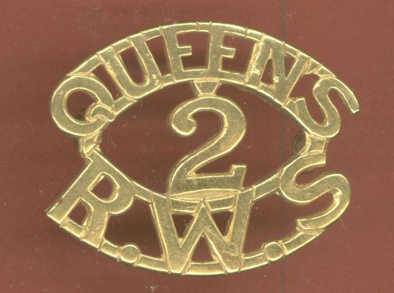 QUEEN'S / 2 / R.W.S. 2nd Battn. Queen's Royal West Surrey Officer shoulder title