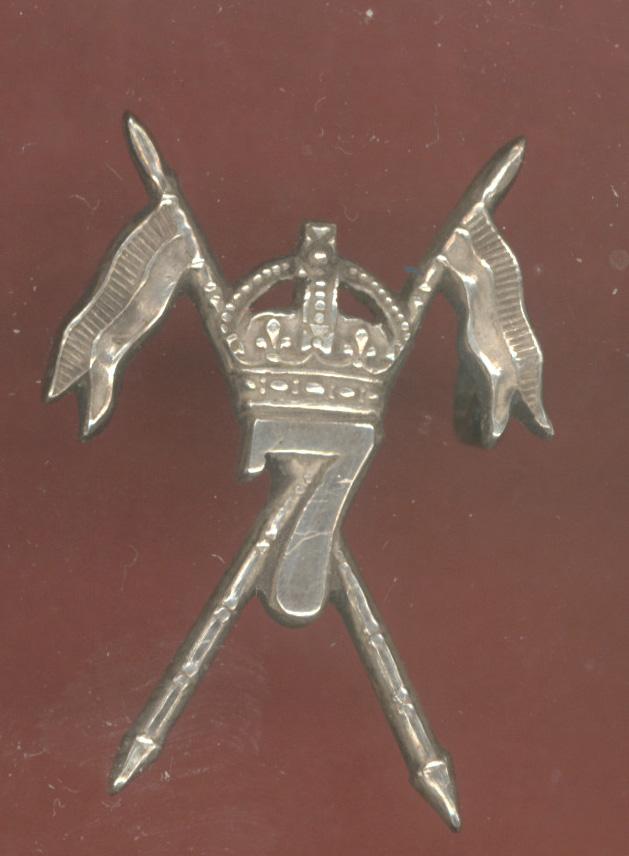 Indian Army 7th Light Cavalry Officer's silver cap badge