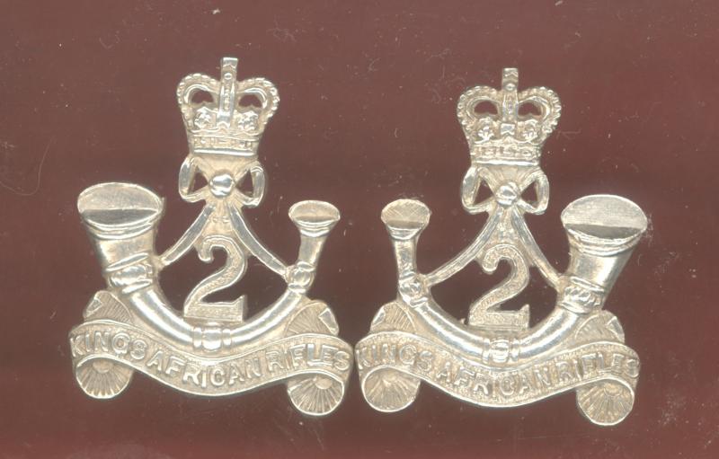 2nd King's African Rifles Officer's H/M silver collar badges