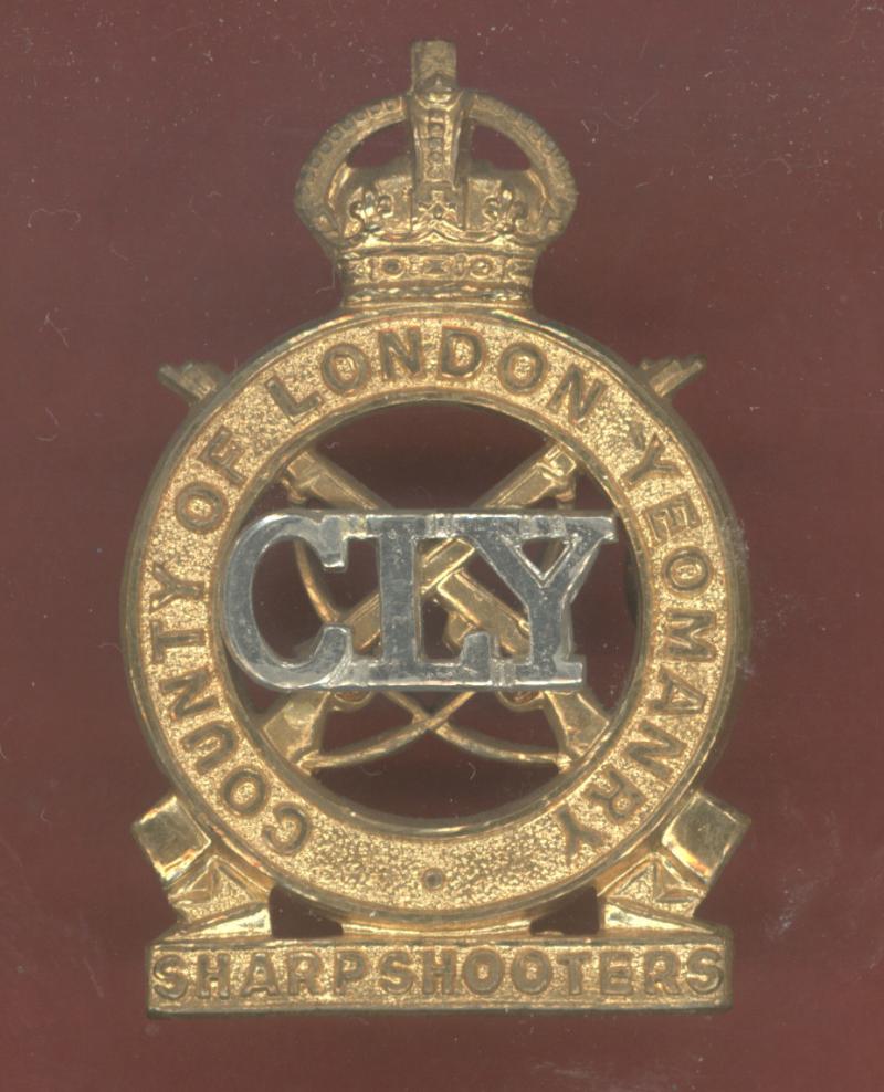 3rd / 4th County of London Yeomanry (Sharpshooters)WW2 Officer's Beret badge