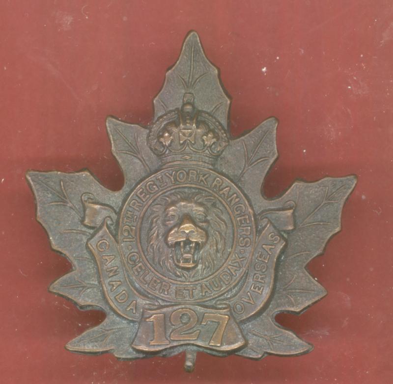 Canadian 127th York County WW1 CEF cap badge