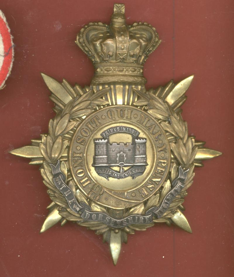 The Dorsetshire Regiment Victorian Officer's helmet plate .