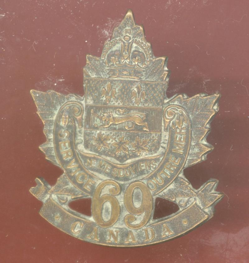 Canadian 69th St. John, Quebec Bn. WW1 CEF cap badge