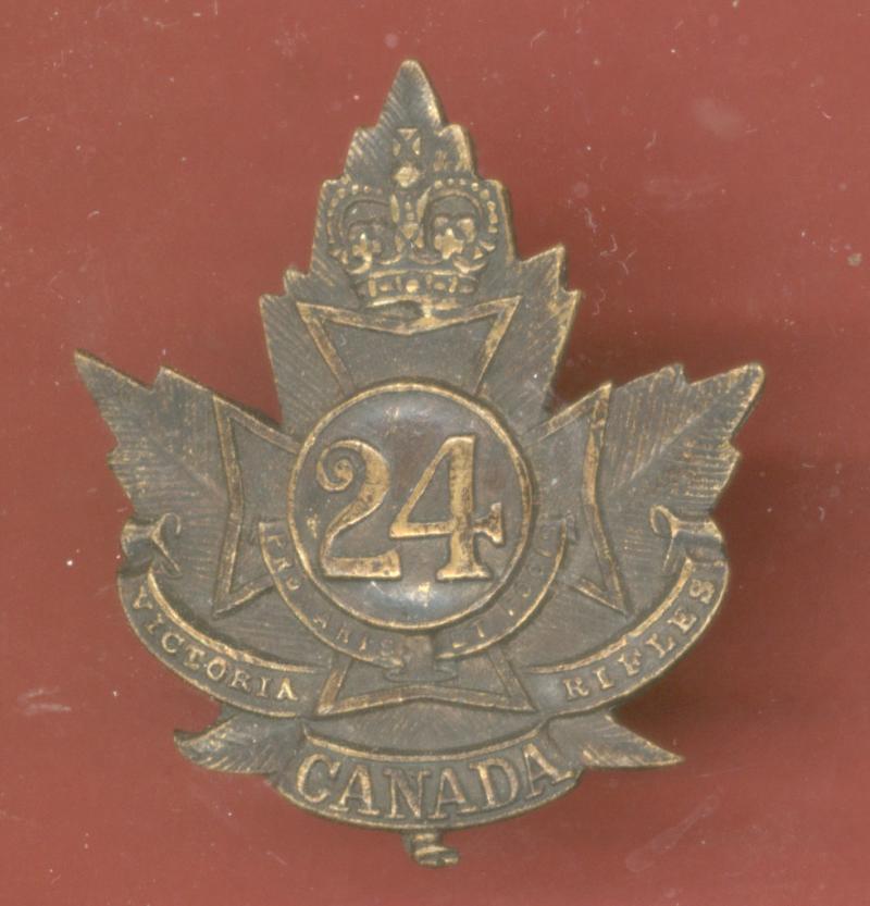 Canadian 24th Victoria Rifles Bn. WW1 CEF Officer cap badge
