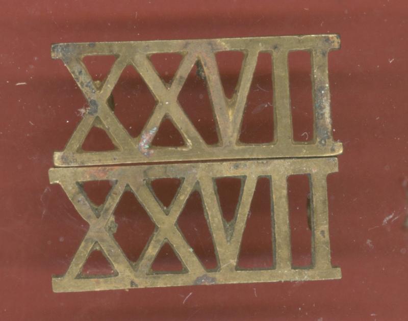 Indian Army XXVII 27th Bengal Native Infantry Victorian shoulder titles