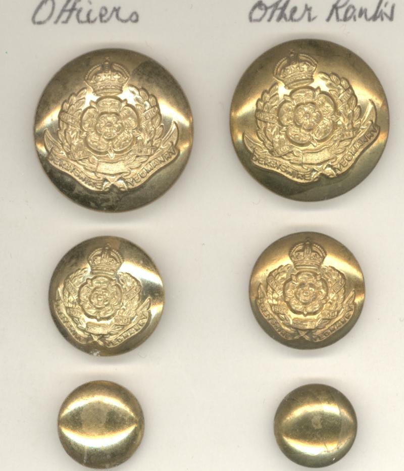 Derbyshire Yeomanry Carabiniers Officer / OR's buttons