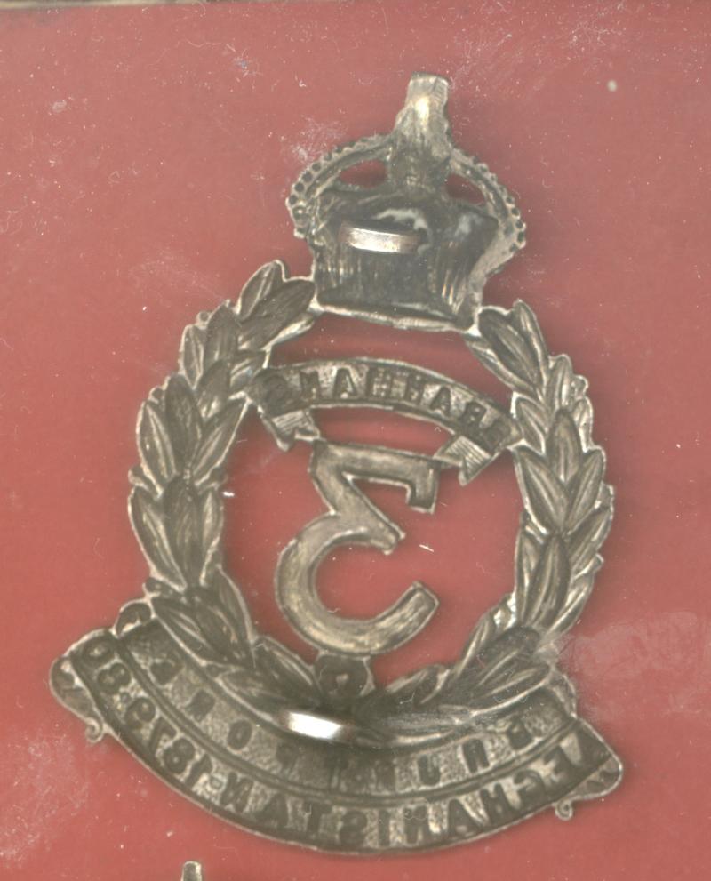 Indian Army 3rd Brahmans Infantry WW1 Officer's Helmet badge
