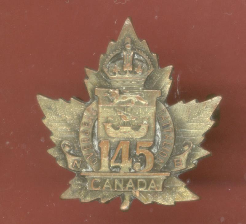 Canadian 145th Moncton, New Brunswick Bn. WW1 CEF collar badge