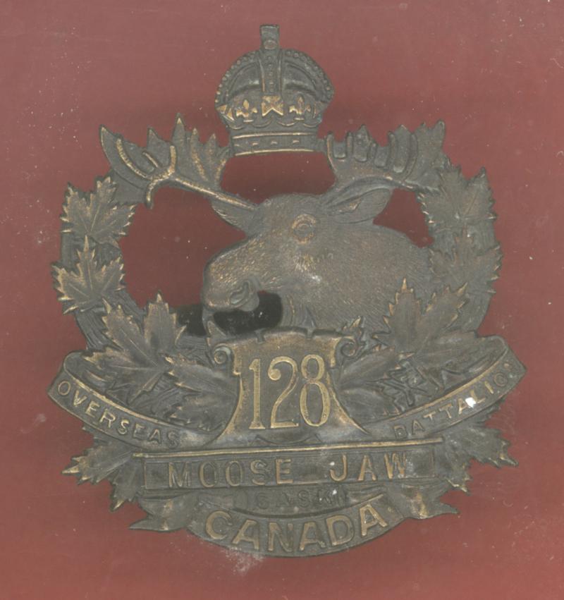 Canadian 128th Moose Jaw, Saskatchewan Bn. WW1 CEF Officer's OSD cap badge