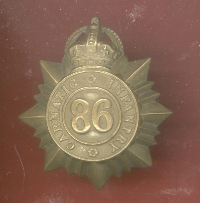 Indian Army. 86th Carnatic Infantry WW1 OR's cap badge